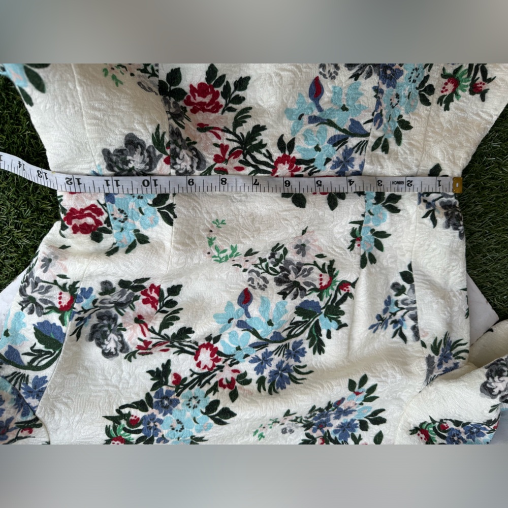 Adam Lippes Eloise Floral Matelassé Fit & Flare Midi Dress White Short Sleeves 2 - Picture 15 of 16